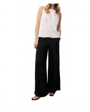 0039 Italy Josi Fancy Linen Sleeveless Top - Black