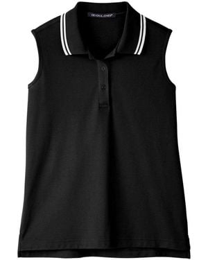 Devon & Jones Crownlux Performanceplaited Tipped Sleeveless Polo - Black
