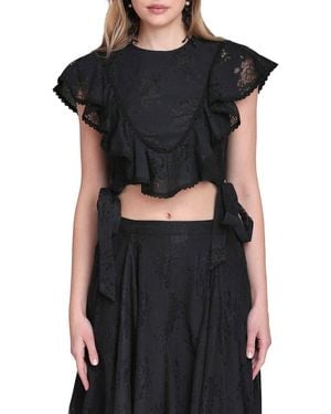 Avec Les Filles Ruffle Top - Black