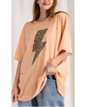 Easel Lightning Bolt Oversized Tee - Blue