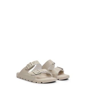 BOSS All-Gender Twin-Strap Sandals With Structured Uppers - White