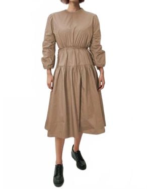 N by Nancy Long Sleeve Cotton Midi Dress - Natural