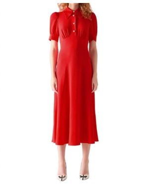 LK Bennett Emma Scallop Collar Tea Dress - Red