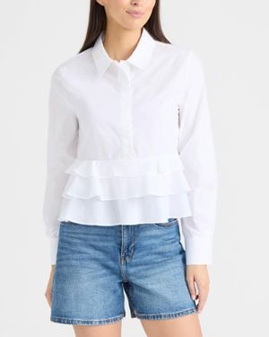 Ellen Tracy Shirt With Ruffle Detail - White