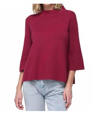 Fate Mock Neck Pull Over Sweater With Bell Sleeves - Red