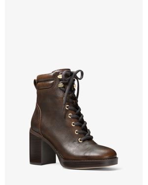 Michael Kors Outlet Lacy Burnished Block Heel Boot - Brown