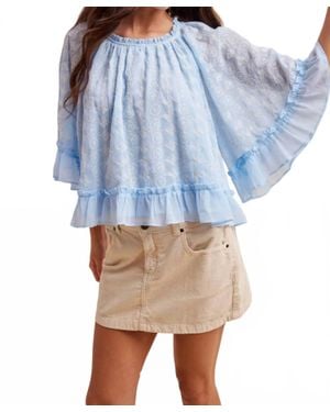 In-Loom Embroidered Cape Top - Blue