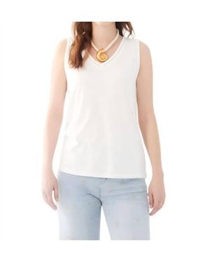 Fdj Sleeveless V-Neck Jersey Top - White