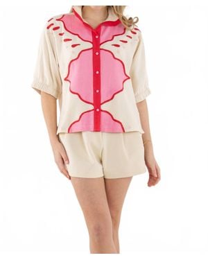 Emily Mccarthy Bonny Button Front Top - Pink
