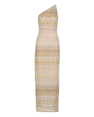 Missoni One-Shoulder Viscose Dress With All-Over Sequins - Natural