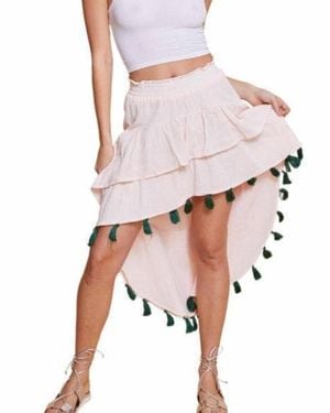 Guadalupe Angelie High Low Skirt - White