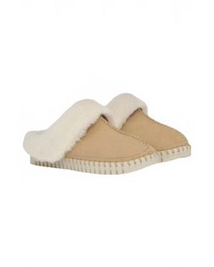 Ilse Jacobsen Tulip Faux Fur Trim Slippers - White