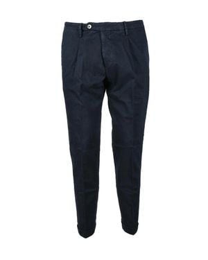Michael Coal Cotton Stretch Pants With Tapered Leg Design - Blue