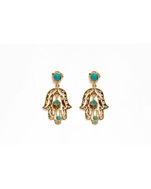 Avenue Chic Teardrop Hamsa Earrings - Black