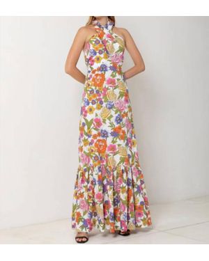 SWF Crossover Halter Maxi Dress - Multicolor
