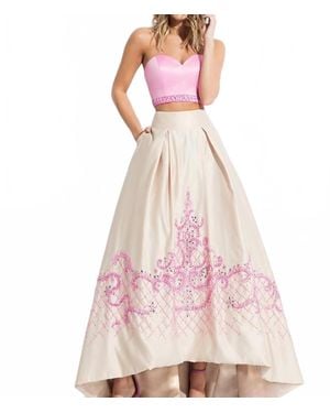 Rachel Allan Two-Piece Strapless Mikado Prom Gown - Pink