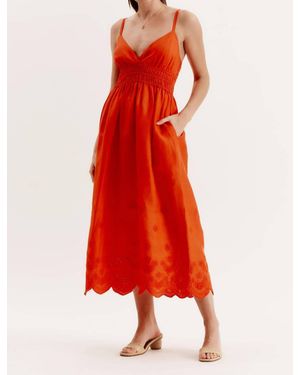 tyler boe Maria Eyelet Midi Dress - Red