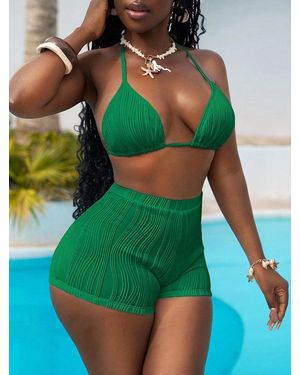 TRUEDAMES High Waist Sexy Bikini Swimsuit Set - Green