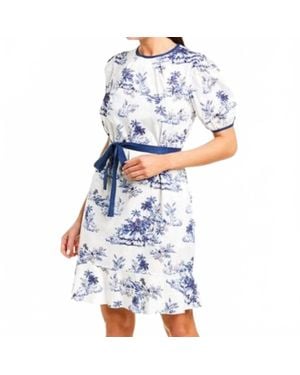 Donna Morgan Puff Sleeve Dress - Blue