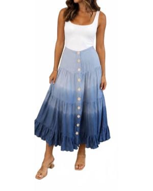 Phie Collective Ruffled Dip Dye Maxi Skirt - Blue