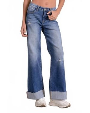 Elan Jett Cuffed Bottom Jean - Blue