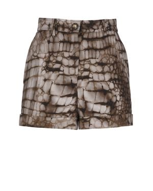 Elisabetta Franchi Viscose Animalier Shorts - Gray