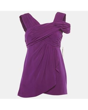 Nicole Miller Silk Pleated Sleeveless Top - Purple