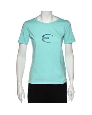 Just Cavalli Logo Printed Cotton Short Sleeve T-Shirt - Green