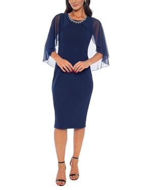 Marina Rhinestone Trim Midi Dress - Blue