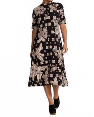 Johnny Was Janie Favorite Short Sleeve Seamed Mock Neck Dress Plus - Black
