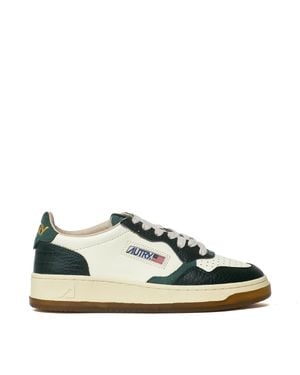 Autry Marshmallow Medalist Low Crocodile-Patterned Leather Sneakers - Blue