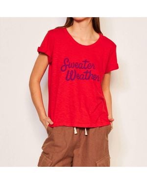 Sundry Rolled Sleeve Graphic Tee - Red