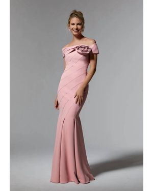 Mori Lee Off The Shoulder Gown - Gray
