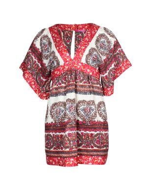 Anna Sui Printed Kimono Mini Dress - Red
