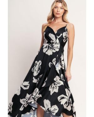 TRUEDAMES Eternal Flora Woven Maxi Dress - Black