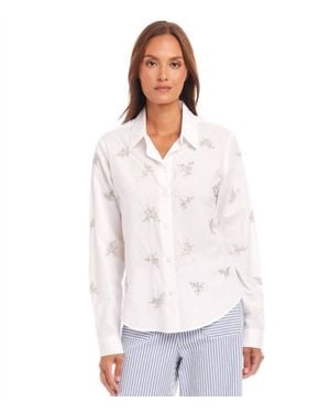 Karen Kane Eden Embellished Button Up Shirt - White