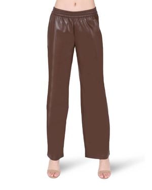 Dex Pull On Faux Leather Wide Leg Pants - Brown