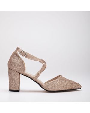 Forever & Always Shoes Sina Criss Cross High Block Heels - Pink