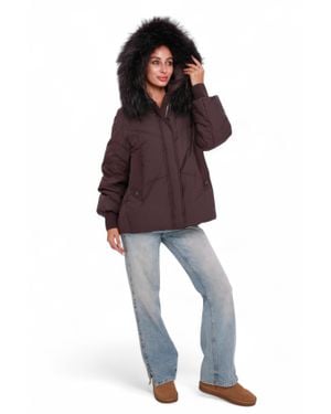 Alaska® Outerwear Verbier Genuine Fur Trim Down Fill Jacket - Red