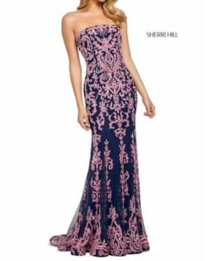 Sherri Hill Lace Up Back Beaded Gown - Purple