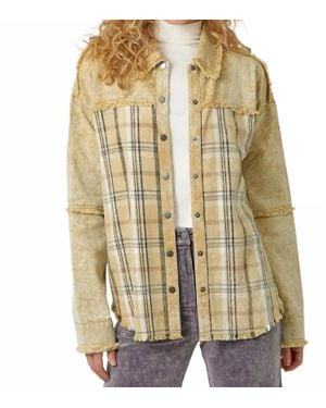 Mystree Washed Plaid Mix Jacket - Metallic