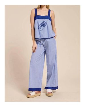Flat White Sardine Striped Tank Top - Blue