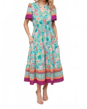Haptics Floral Border Print Maxi Dress - Blue