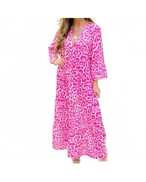 Cezele Animal Print Maxi Dress - Pink
