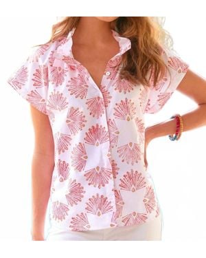 Finley Mended Peacock Print Jenny Top - Red