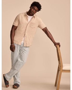 Lucky Brand Linen Short Sleeve Button Up Shirt - Natural