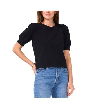 Sam and Jess Crewneck Puff Sleeve Pullover Sweater - Black