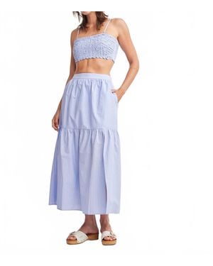 Self Contrast Rain Front Slit Midi Skirt - Blue