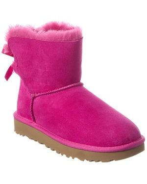 UGG Mini Bailey Bow Ii Suede & Shearling Boot - Pink