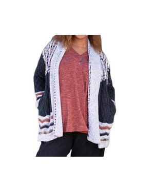 On The Plus Side Printed Long Sleeve Knitted Sweater - Blue